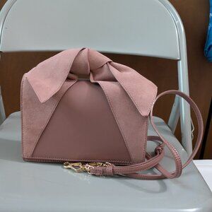 Charles and Keith suede bow crossbody purse